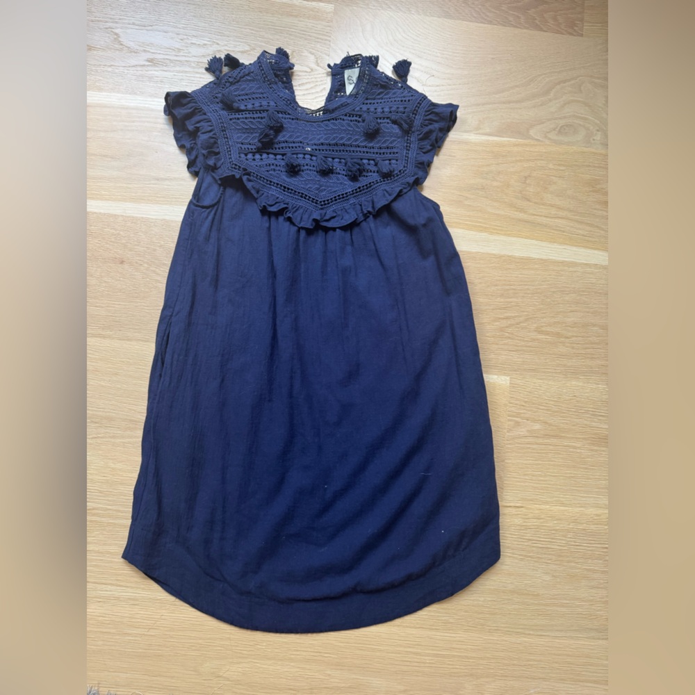 Sea New York Blue Sleeveless Ruffled Midi Dress